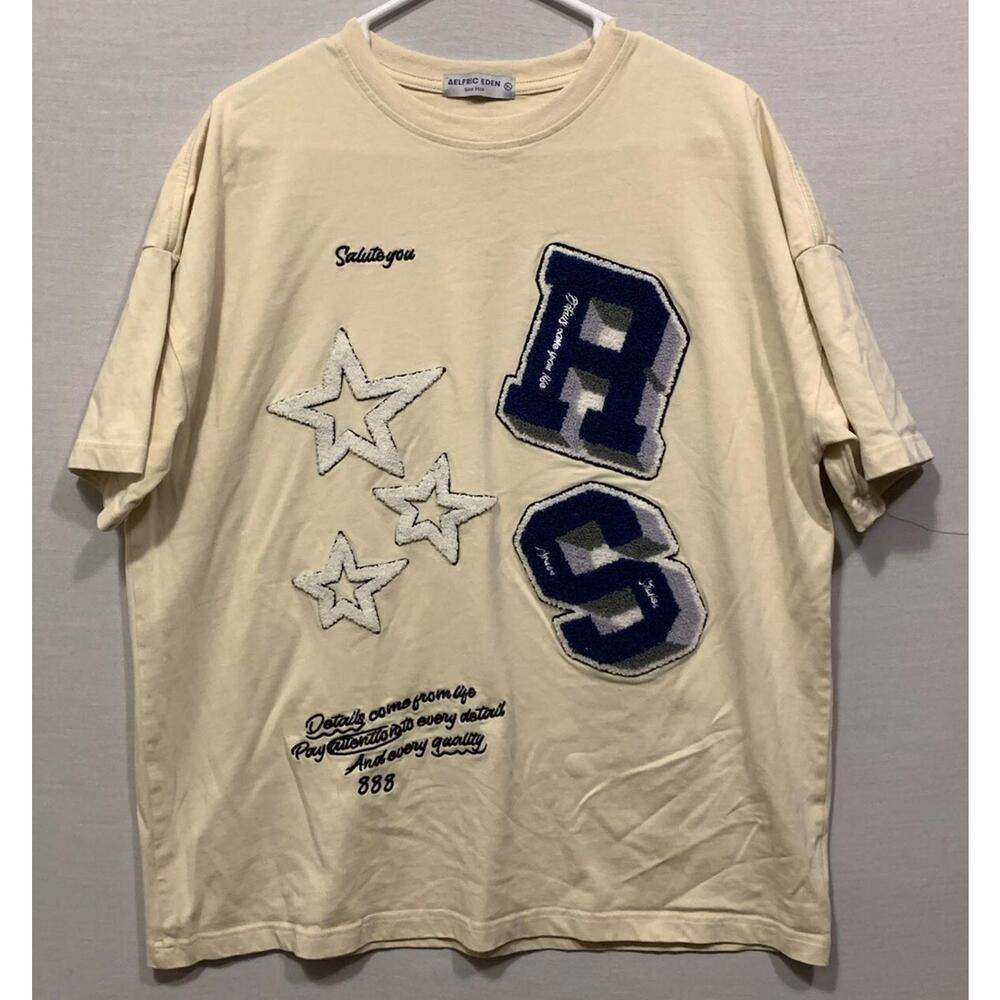 Aelfric Eden Cream Tee with Navy and White Accents